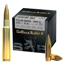 Büchsenpatronen, S&B, 7,5x55 Swiss FMJ, 174 gr, 11,3 g