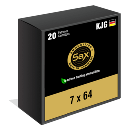 Büchsenpatronen, SAX, KJG, Kal. 7x64, 6.75 g / 104 grs.