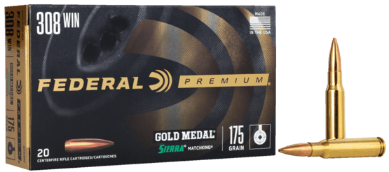 Kugelpatrone , Federal,  .308Win., 175gr, Gold Medal, Sierra Matchking