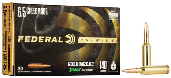 Munition, Federal Gold Medal, Kal. 6.5 Creedmoor, 165 gr, Gold Medal SMK