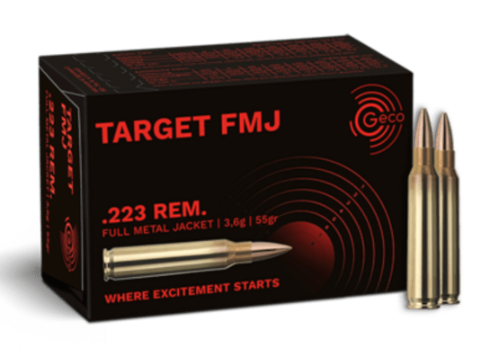 Büchsenpatronen, GECO, Ammo, Kal. .223 Rem Geco Target FMJ 4.1 g / 63 gr