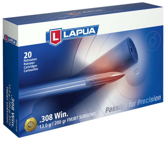 Kugelpatronen, Lapua, .308Win, FMJBT 200gr D416 Subsonic