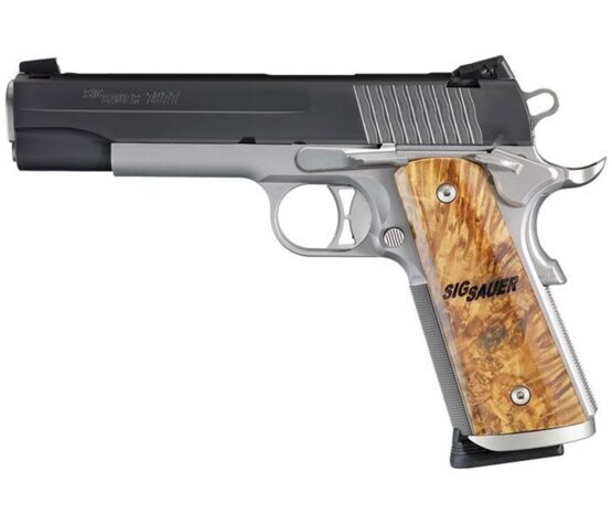 Pistole, SIG SAUER,1911, 45 ACP, 5IN, STX, REVERSE 2-TONE, SAO, SIGLITE, BURLED MAPLE GRIP