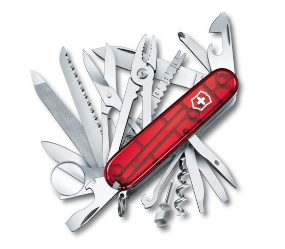 Sackmesser, Victorinox, Swiss Champ, Rot-Transparent