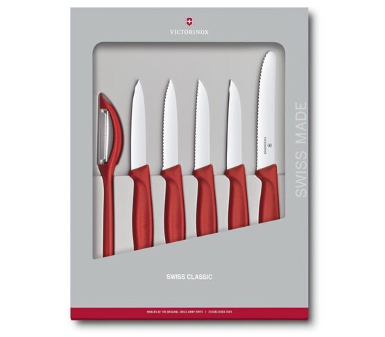 Gemüsemesser-Set, Victorinox, Swiss Classic, 6-teilig, Rot