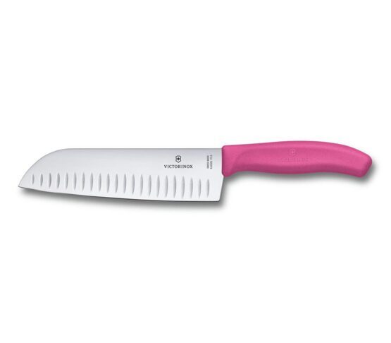 Santokumesser, Victorinox, Swiss Classic, Kullenschliff, pink