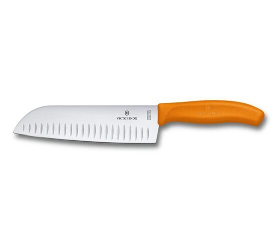 Santokumesser, Victorinox, Swiss Classic, Kullenschliff, orange