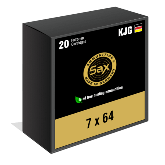 Büchsenpatronen, SAX, KJG, Kal. 7x64, 6.75 g / 104 grs.