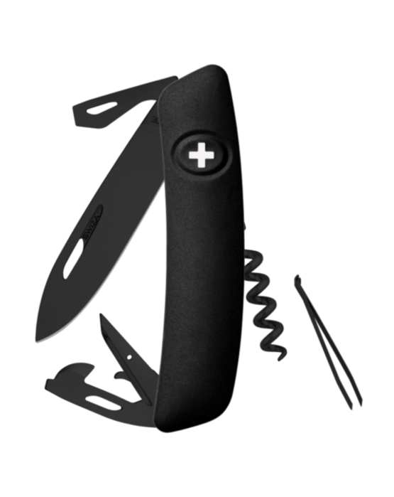 SWIZA D03, Allblack, schwarz, Schweizer Messer 95mm, ganz schwarz