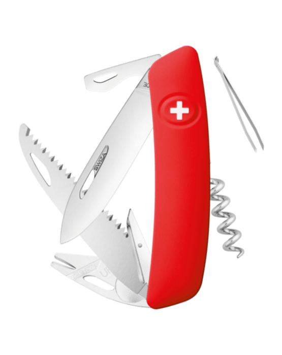 SWIZA TT05, rot, Schweizer Messer 95mm, Klinge / Säge / Ahle / Zeckenwerkzeug+Lupe