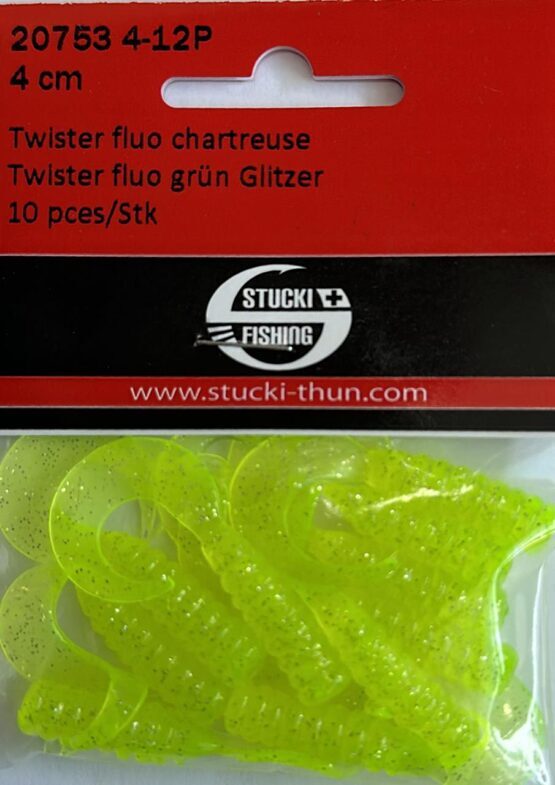 Twister 4cm  Fluo grün glitzer